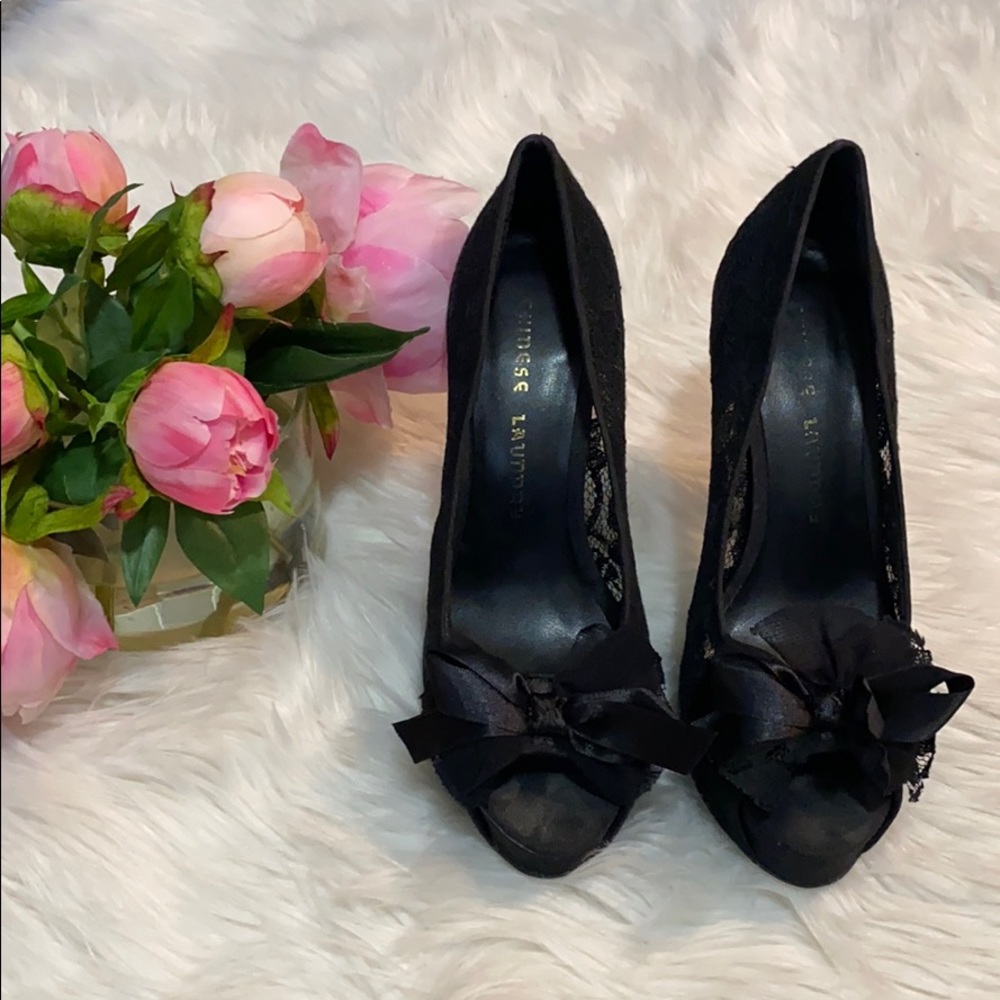 Chinese laundry black peep toe pumps 7.5